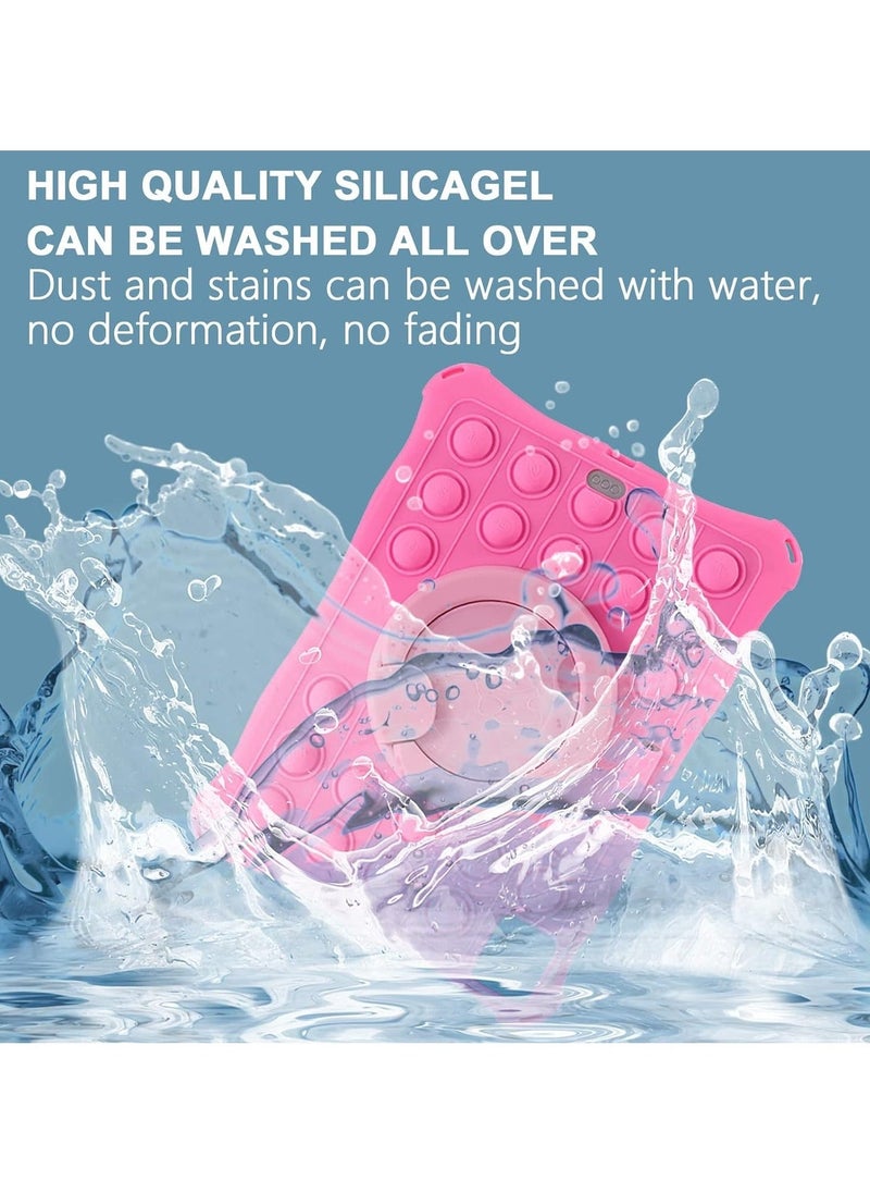 Case for iPad 10th Generation Case 10.9 Inch 2022 Rotating Handle Kickstand Silicone Shockproof Cover with Shoulder Strap  Pencil Holder  Stylus, Pink - Image 3